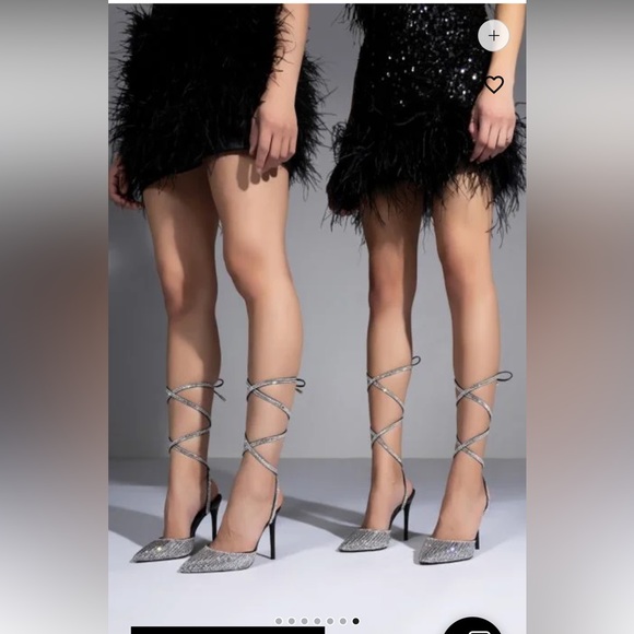 BLING LACE UP PUMP IN BLACK & SILVER- Brand New - Picture 7 of 8